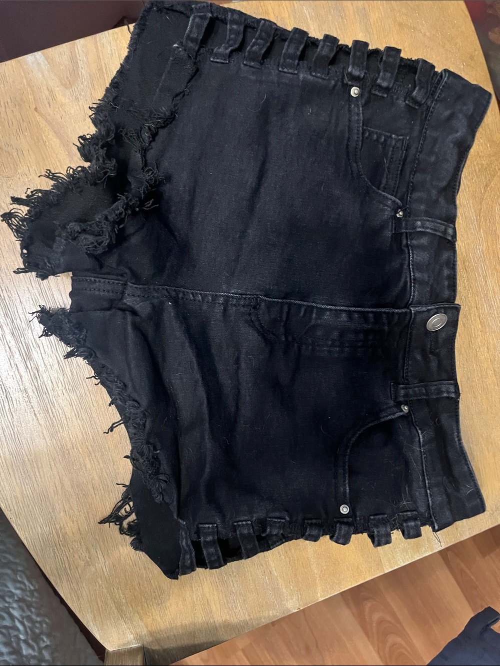Windsor Black Distressed High-Rise Denim Shorts